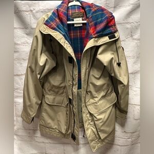 Vintage Eddie Bauer Jacket Mens M Beige Parka‎ Wool Lined Hooded Utility